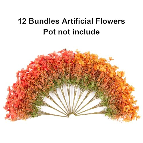 Artificial Fall Flowers Faux Mums for Outdoor Indoor Garden Home Decoration