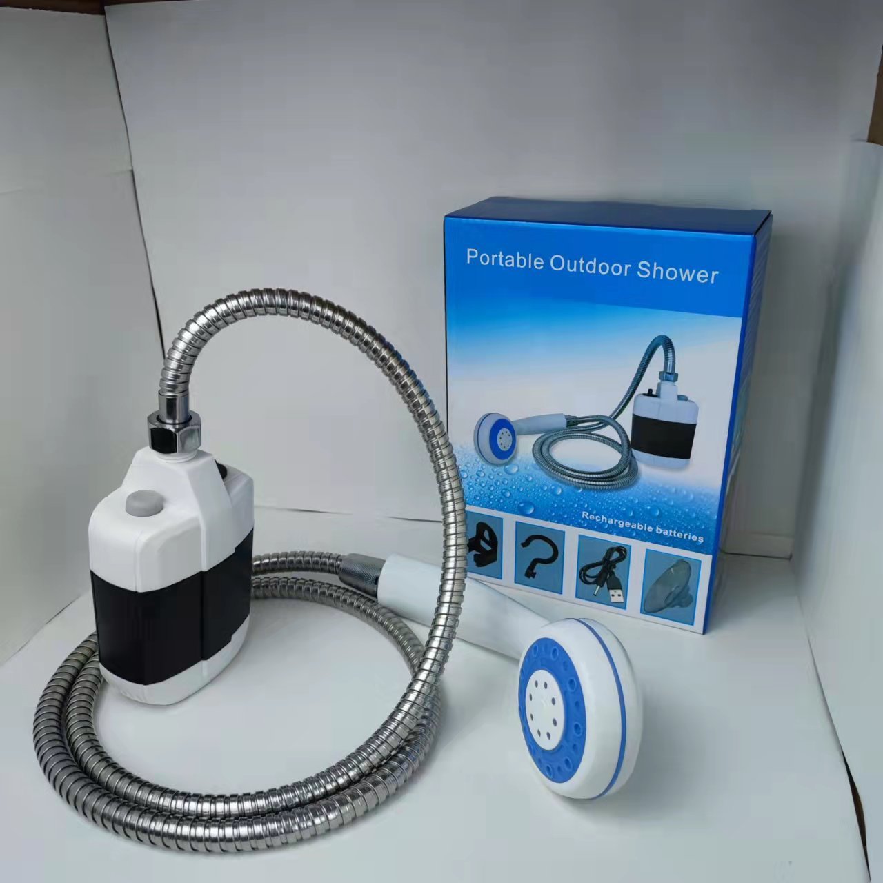 Portable USB Rechargeable Shower Pump – 2200mAh, 4-5L/min, Camping & Outdoor 🚿🏕️