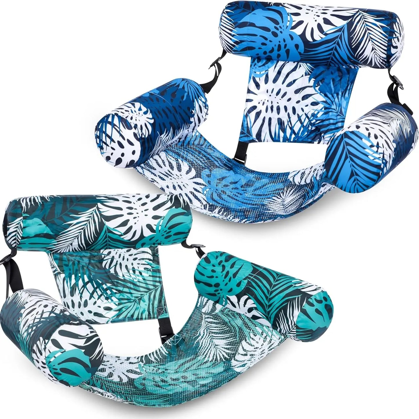 Inflatable Pool Float Chair – 2-Pack, Fabric Covered, Mesh Sling 🏖️🪑