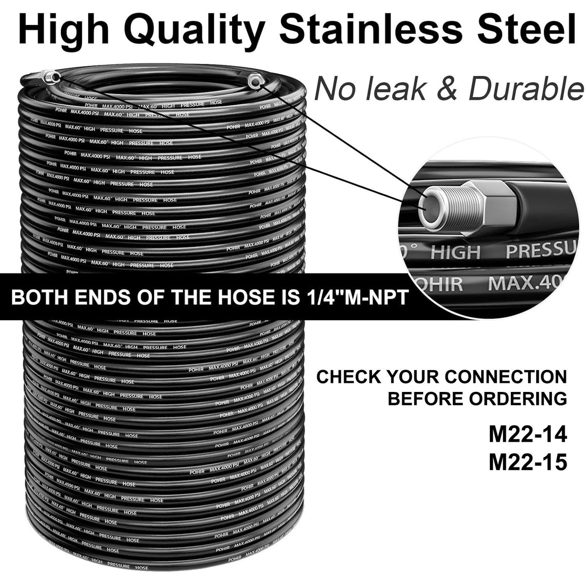 High-Pressure Sewer Jetter Hose – Triple-Layer, Stainless Steel Nozzle, Universal Fit 💧🔧