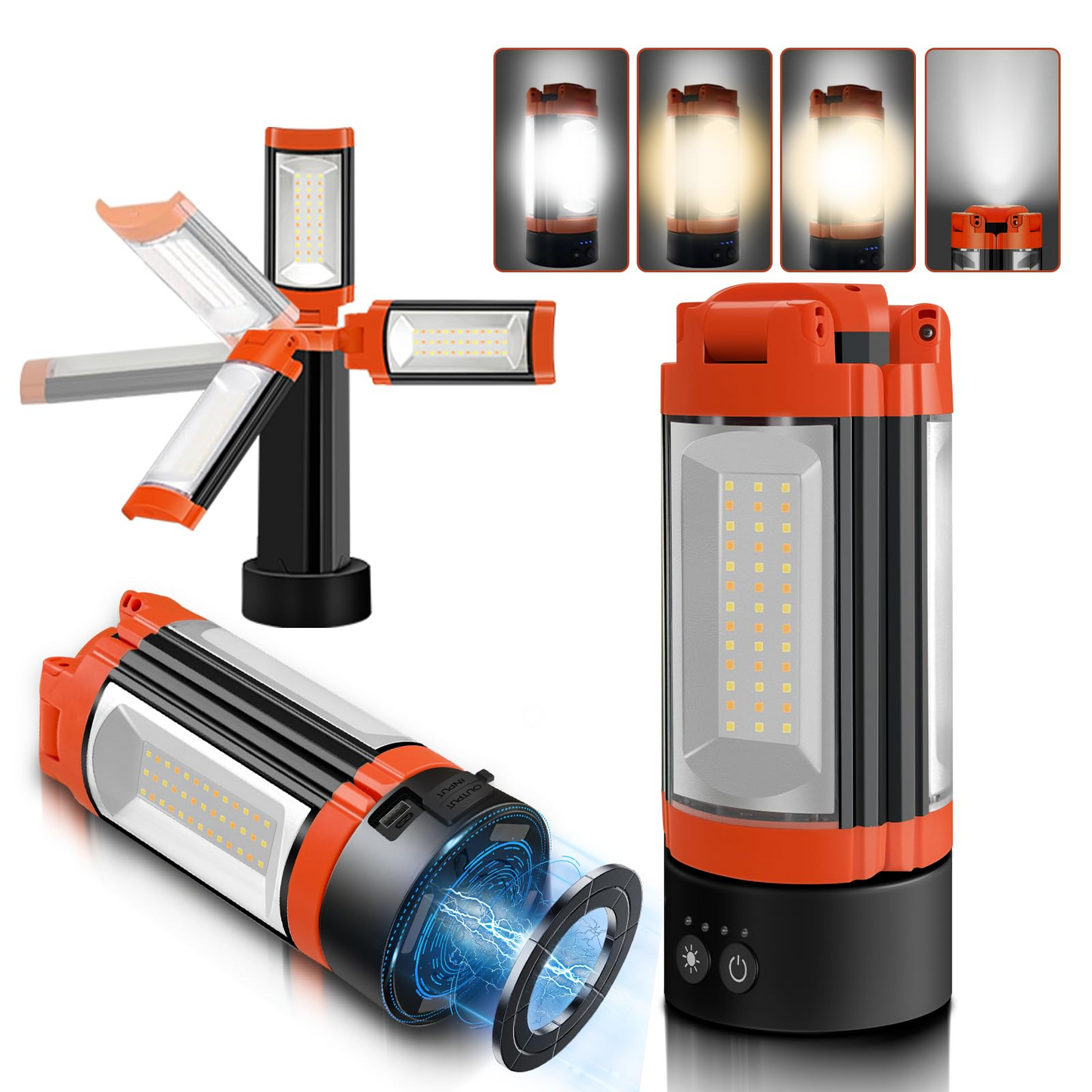 10000&12000mAh Rechargeable LED Work Light with Tripod Stand – 3 Adjustable Lamp Heads, Power Bank Function 💡🔋