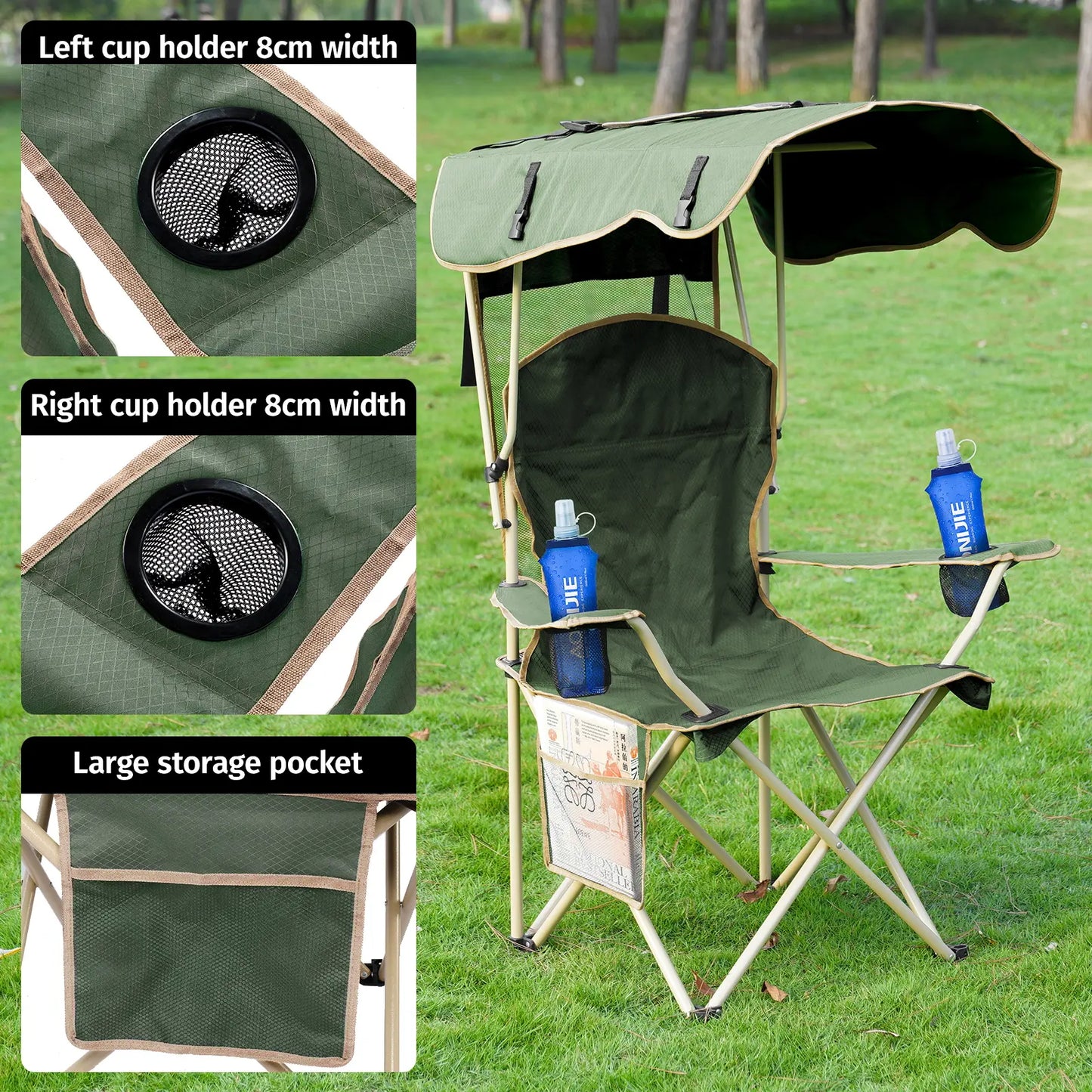 Foldable Canopy Camping Chair🏕️🪑☀️