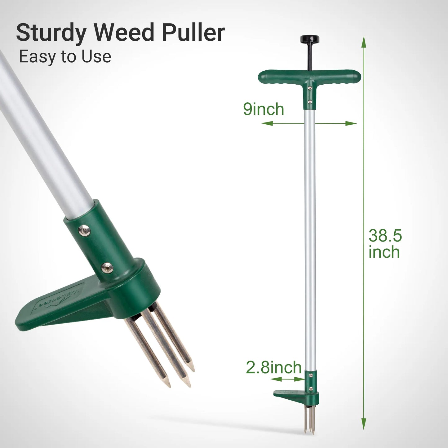 Walensee Garden Stand-Up Weeder Tool – 39" Long Handle, 3-Claw Stainless Steel Head 🌱🛠️
