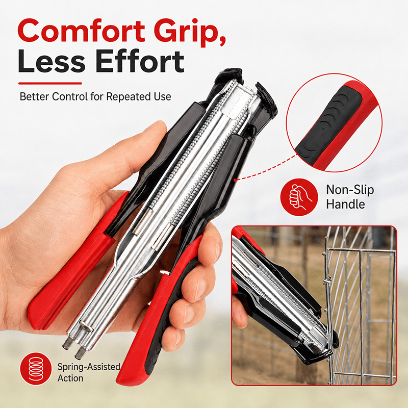 Auto-Feed Hog Ring Pliers Kit – One-Squeeze Fastening for Cages, Fencing & Upholstery 🔧🛠️