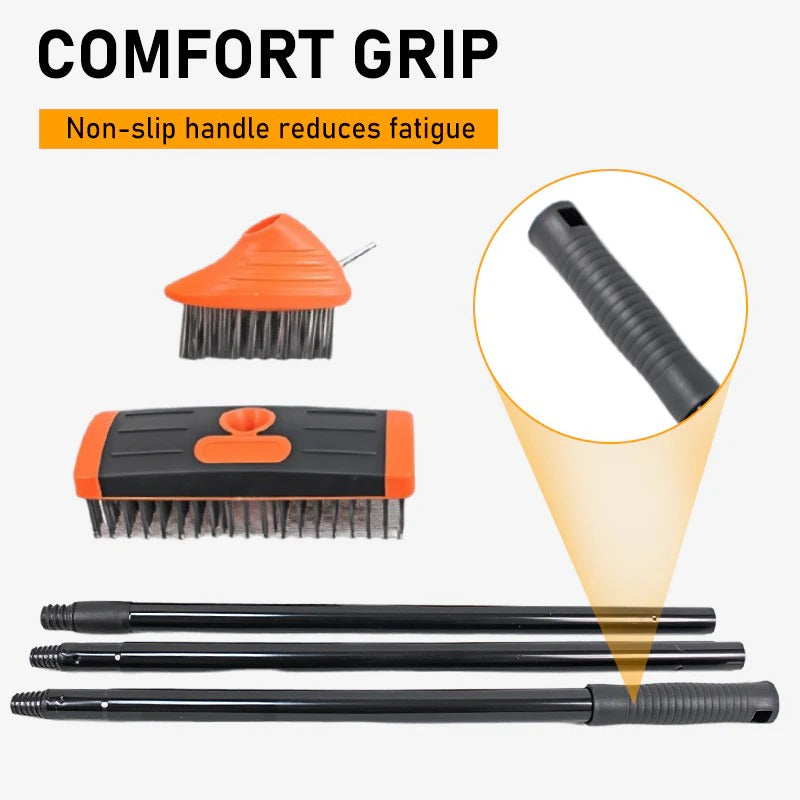 3-in-1 Weed Wire Brush Set – Steel Bristles, Extendable Handle 🧹🌿