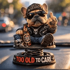 Too Old To Care Bulldog Bobblehead – Dashboard Attitude Legend 🐶
