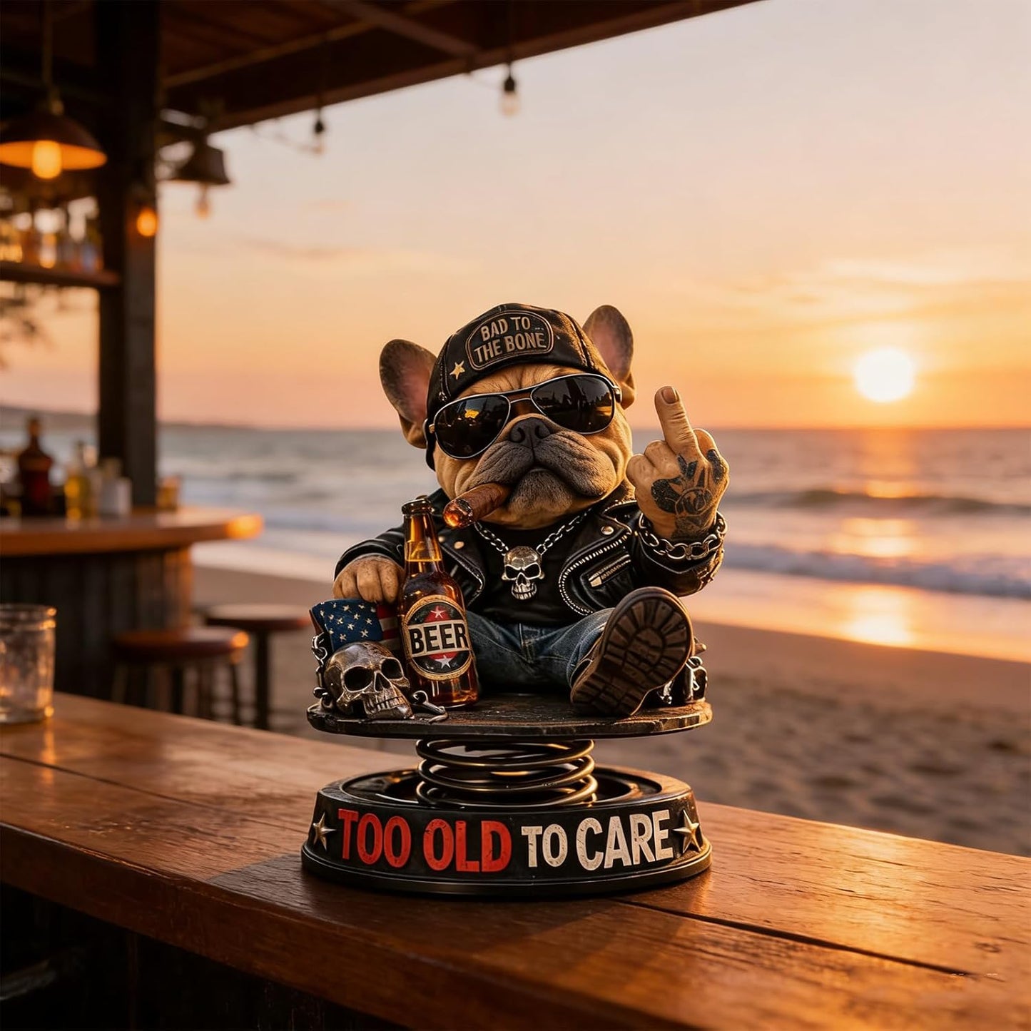 Too Old To Care Bulldog Bobblehead – Dashboard Attitude Legend 🐶