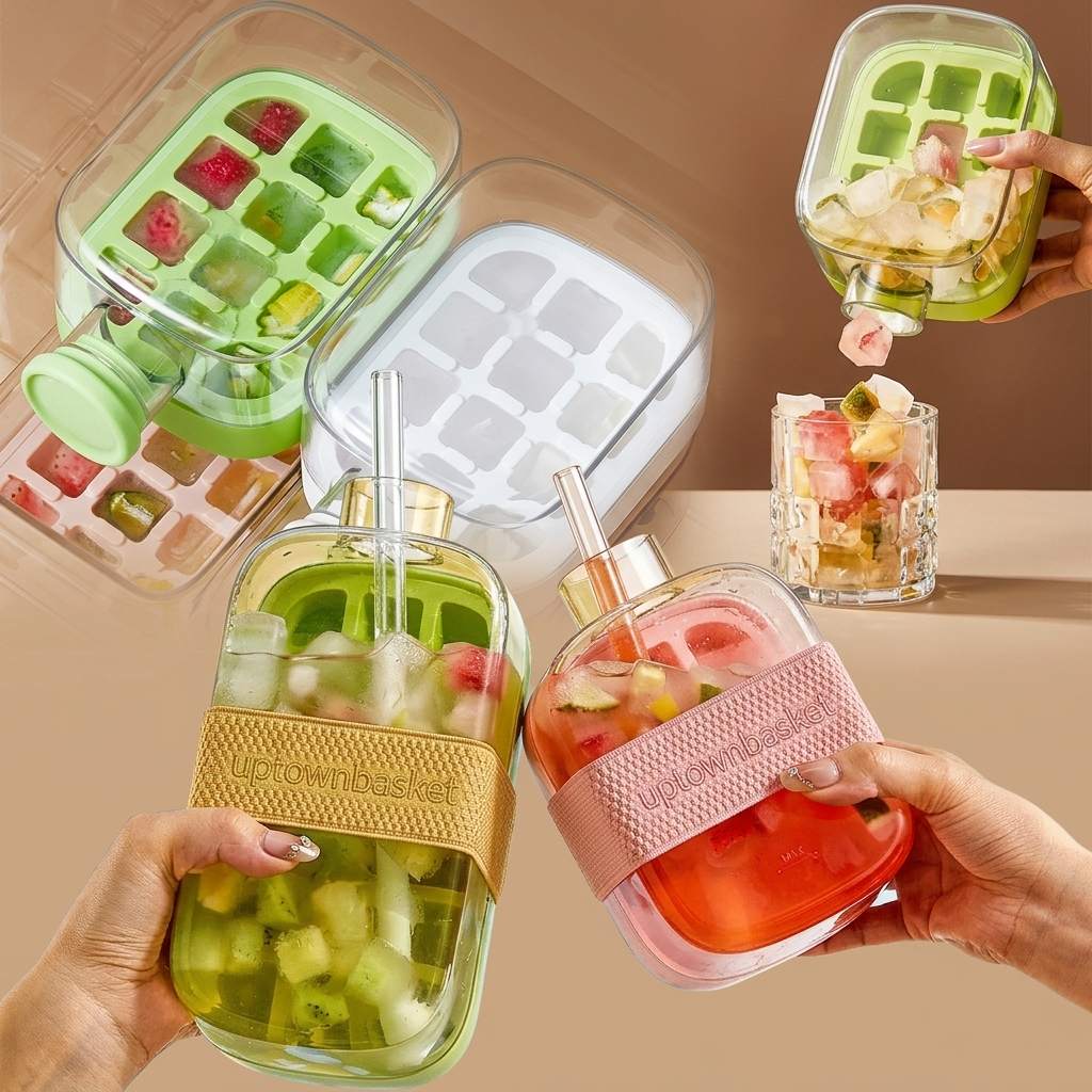 IceFlow Portable Ice Cube Water Bottle – Make Ice, Store &Sip, BPA-Free 🧊💧