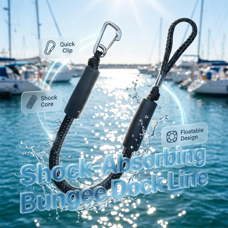 Shock-Absorbing Bungee Dock Line – Marine-Grade Stainless Clip, Foam Floats 🚤🛡️