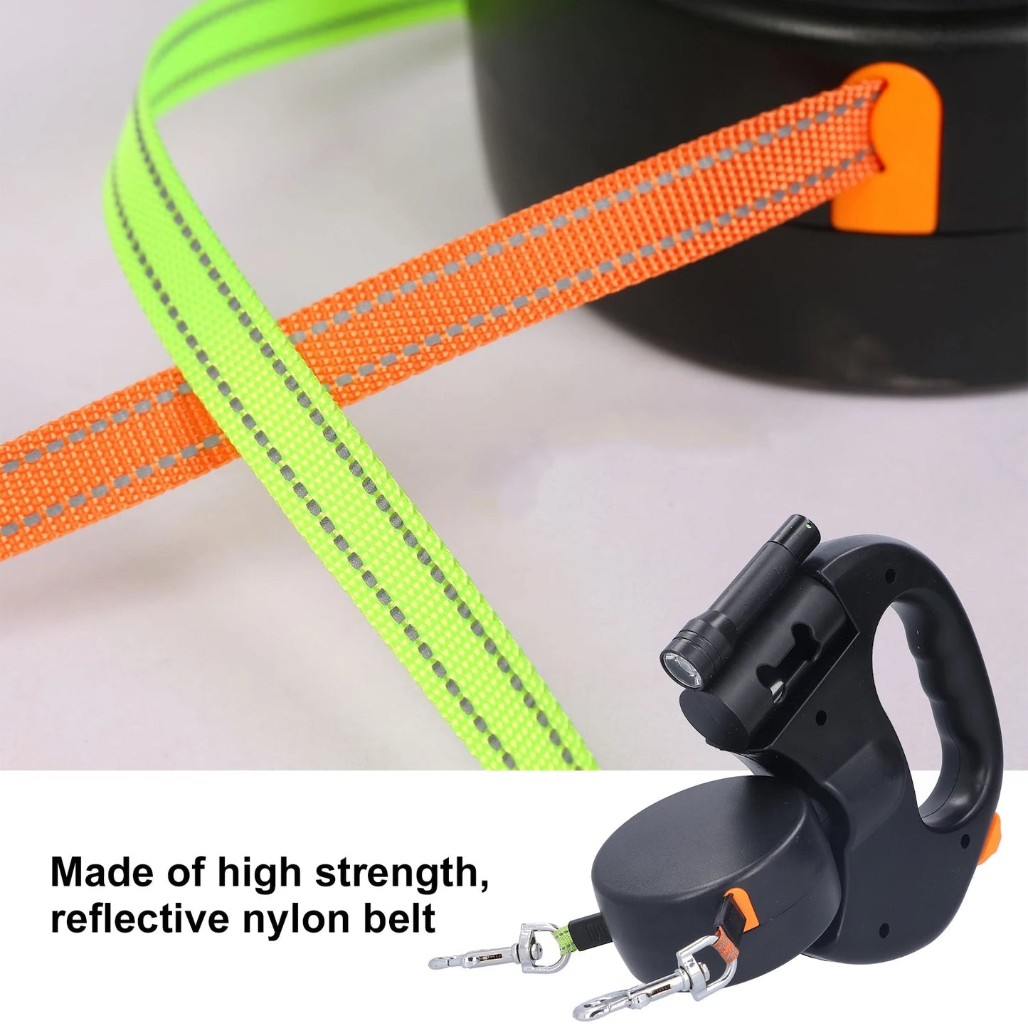 Dual LED Retractable Reflective Dog Leash – Walk 1 or 2 Dogs, Tangle-Free, Built-in Light 🐕💡