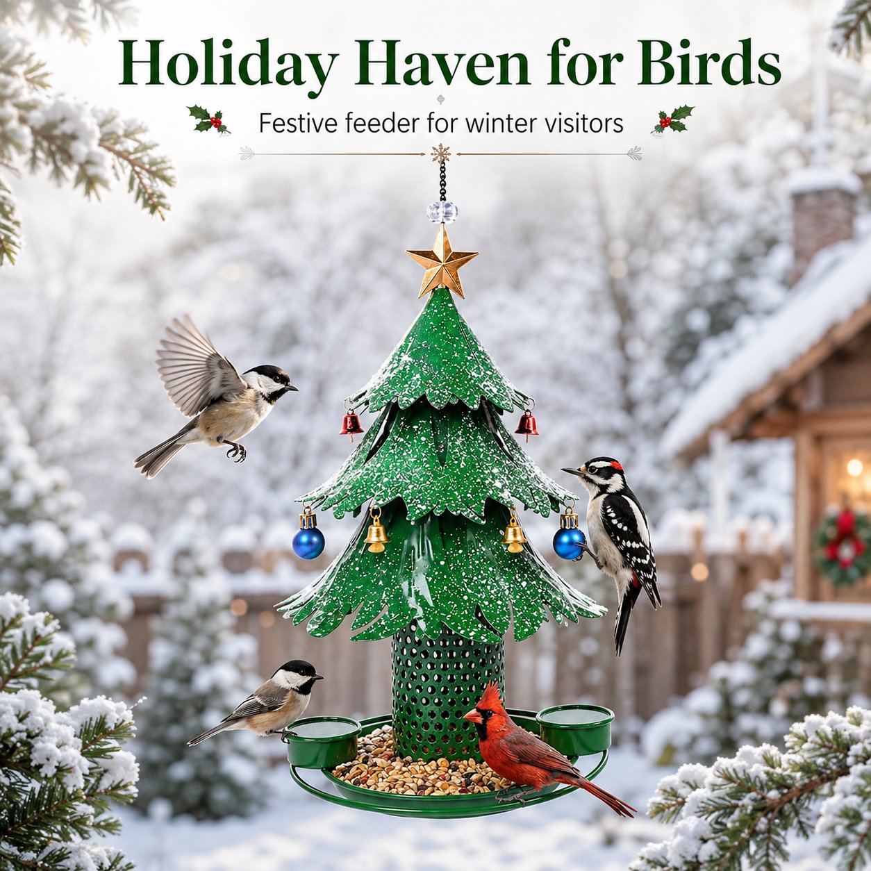 🎄 Christmas Tree Bird Feeder | Festive Holiday Backyard Decor