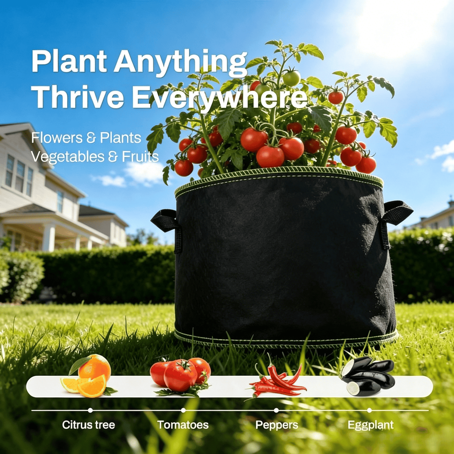 5-Pack 5 Gallon Grow Bags – Heavy-Duty Aeration Fabric Pots with Handles 🌱🪴