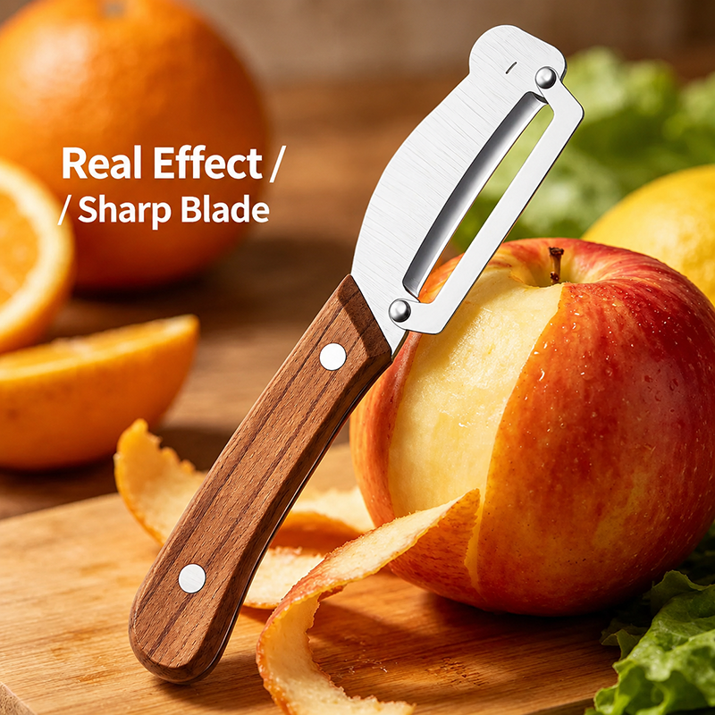 Zero-Snag Wooden Peeler – Stainless Steel Blade, No Clog, No Cramp 🥔🪵