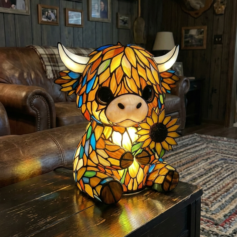 Highland Cow Animal Lamp – USB LED, Soft Warm Glow, Energy-Efficient 🐮💡