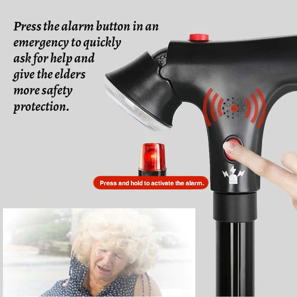 Multifunctional Folding Cane For Elderly With Light & Emergency Alarm
