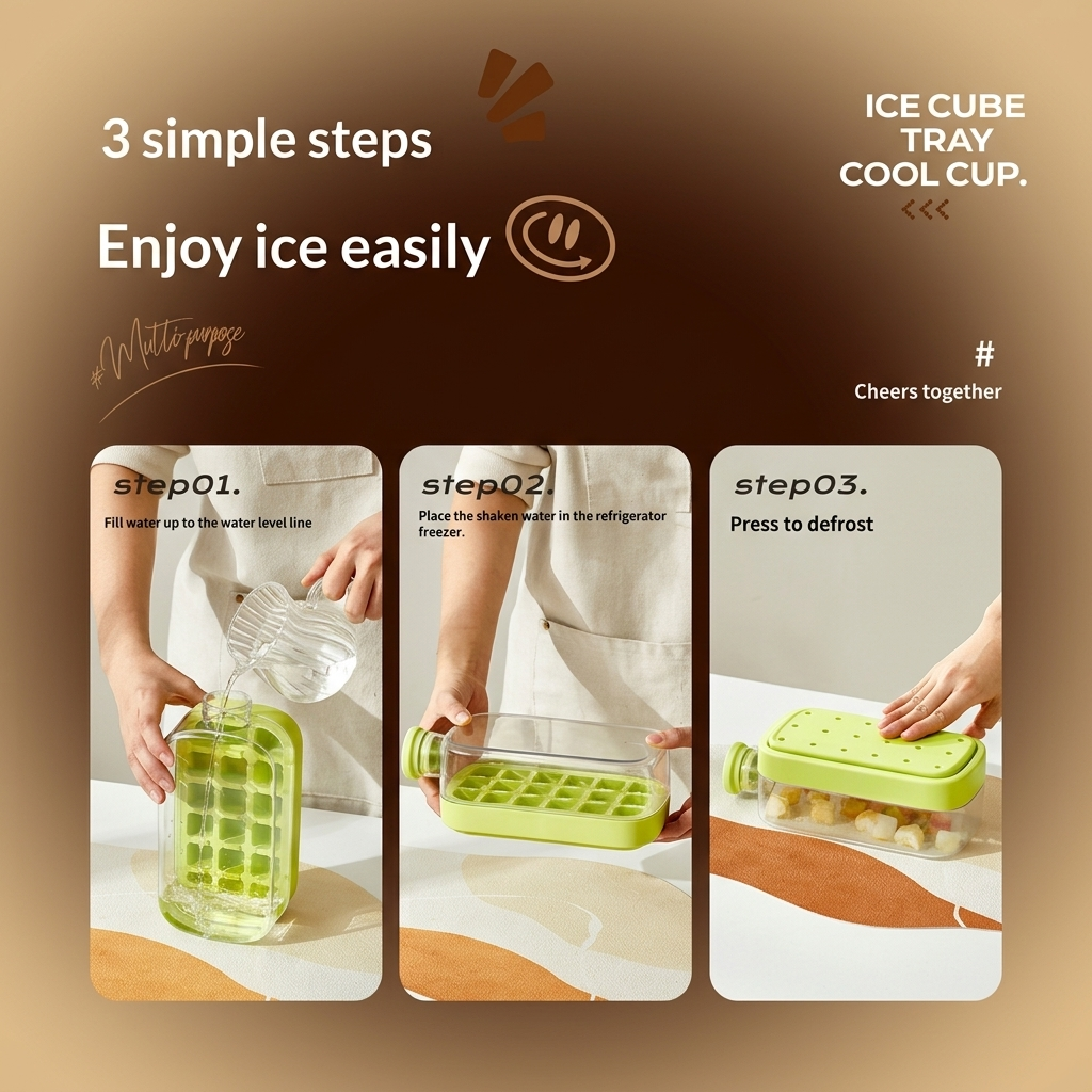 IceFlow Portable Ice Cube Water Bottle – Make Ice, Store &Sip, BPA-Free 🧊💧