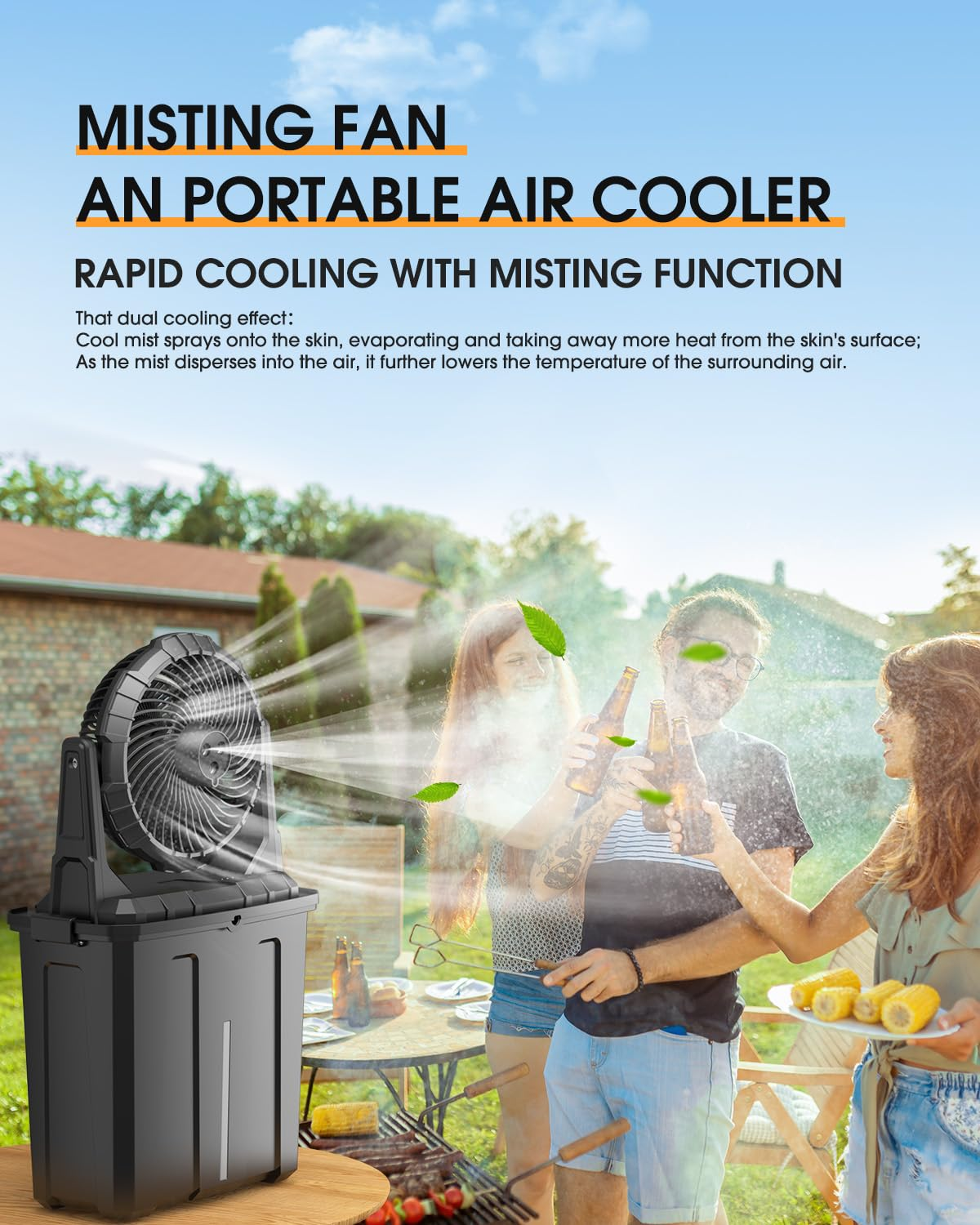 Portable Misting Fan with 9L Water Tank – 20000mAh/30000mAh, 3 Speeds, 3 Spray Modes 💨💧