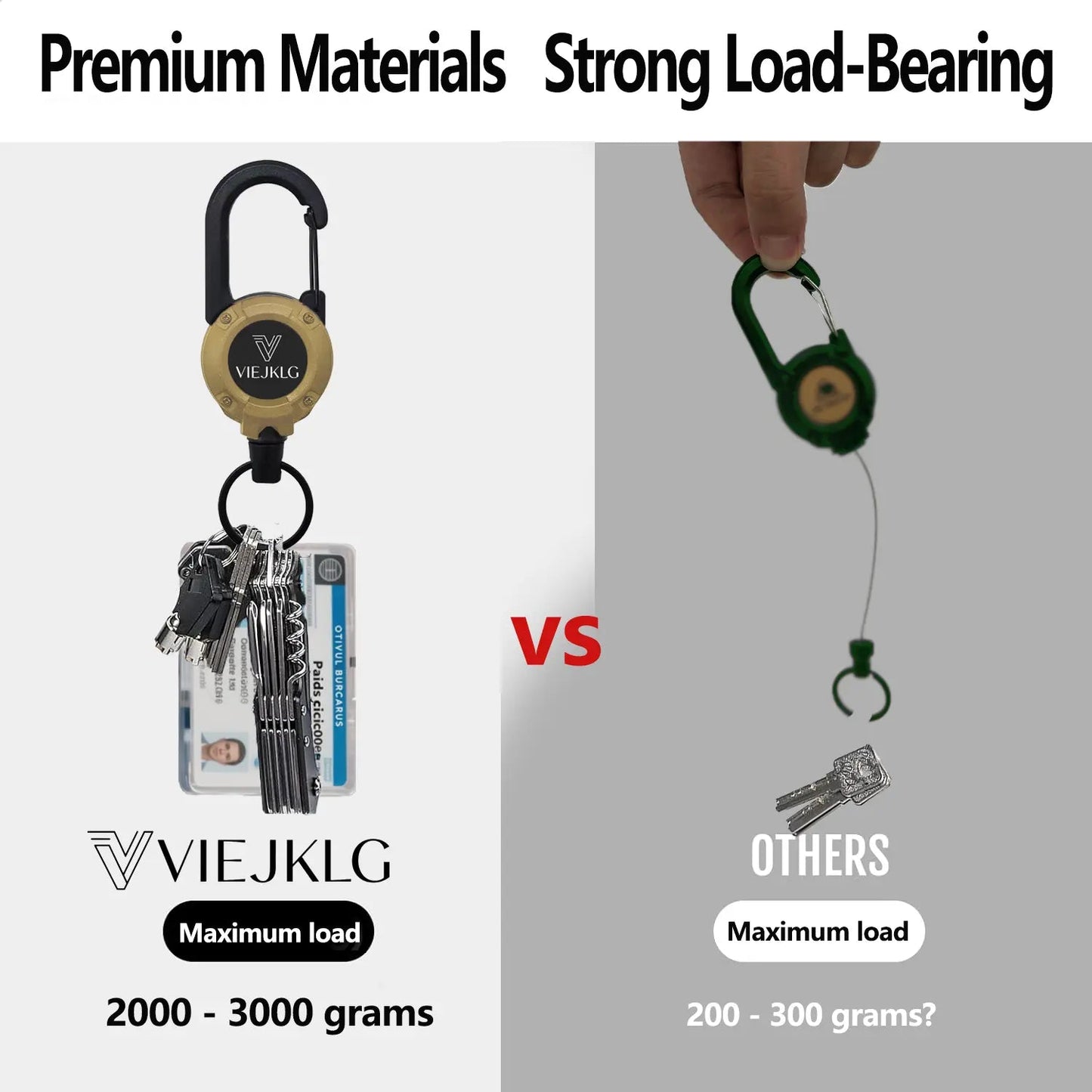 3-in-1 Retractable Pull Reel Keychain – Carabiner, Steel Wire Rope, Compact EDC Tool 🔑🪢