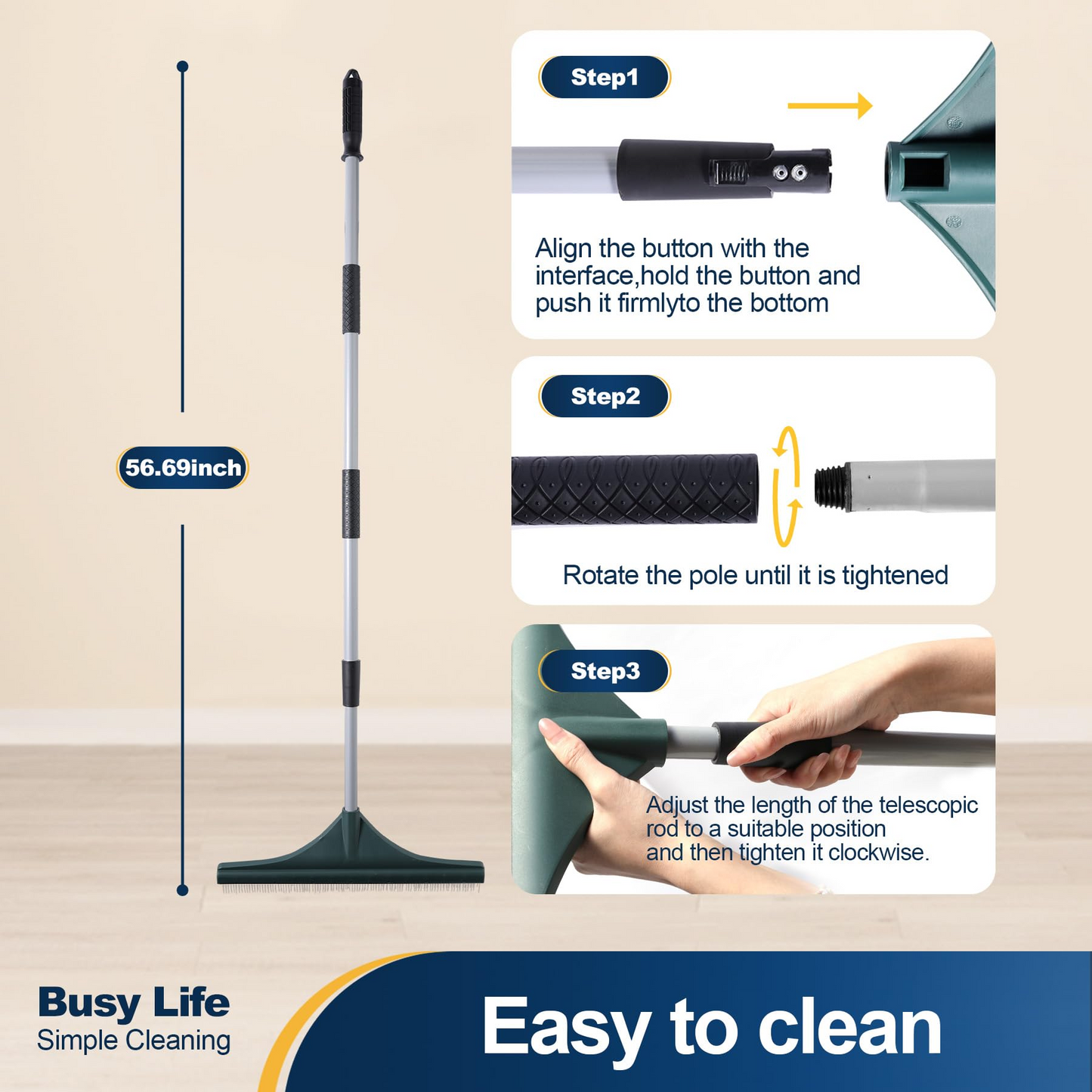 Artificial Turf Rake – Telescopic, Pet Hair Removal, 56.7″ Reach 🧹🌿