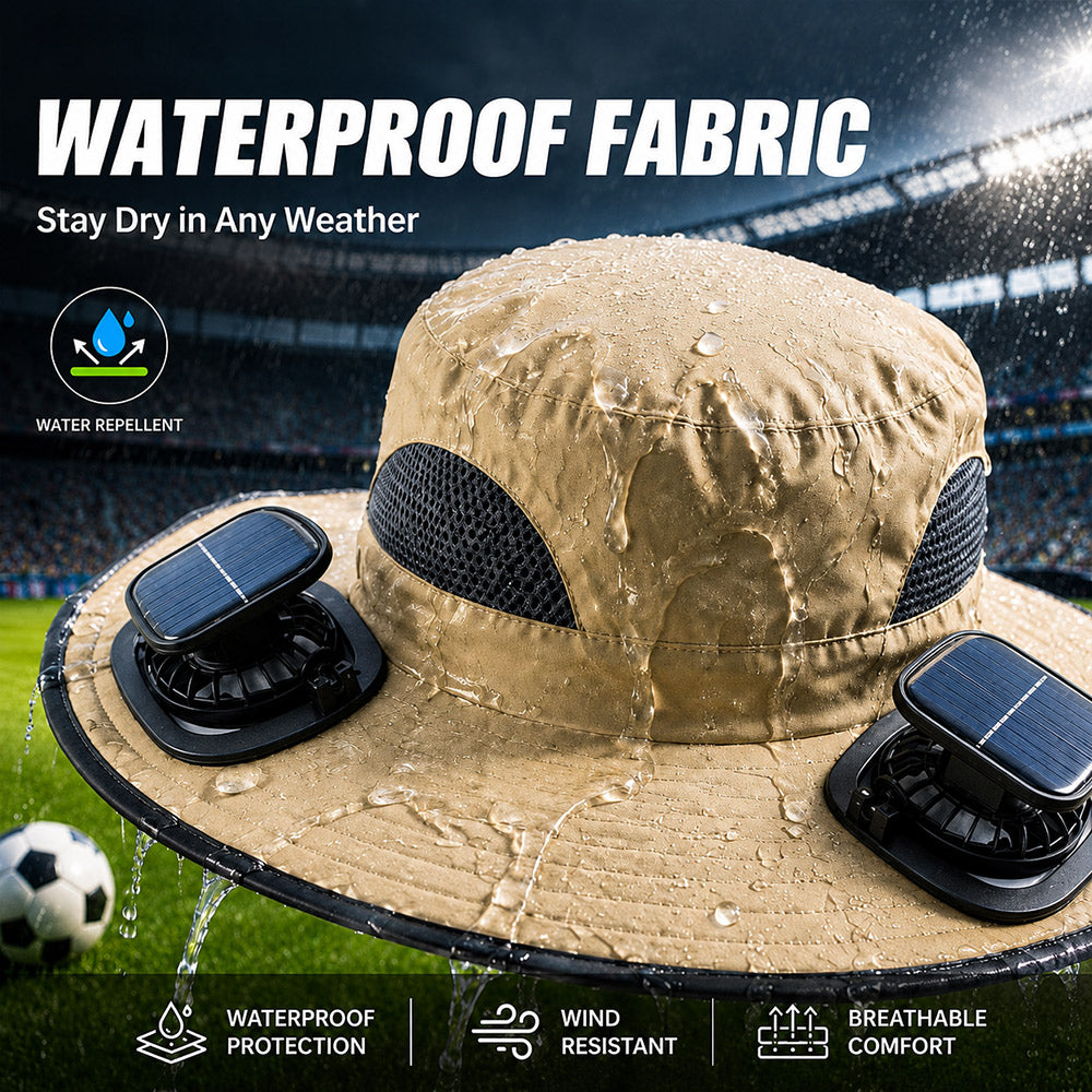 Solar Fan Hat – Wide Brim, Dual Power, Adjustable Speed, UPF Protection ☀️🧢