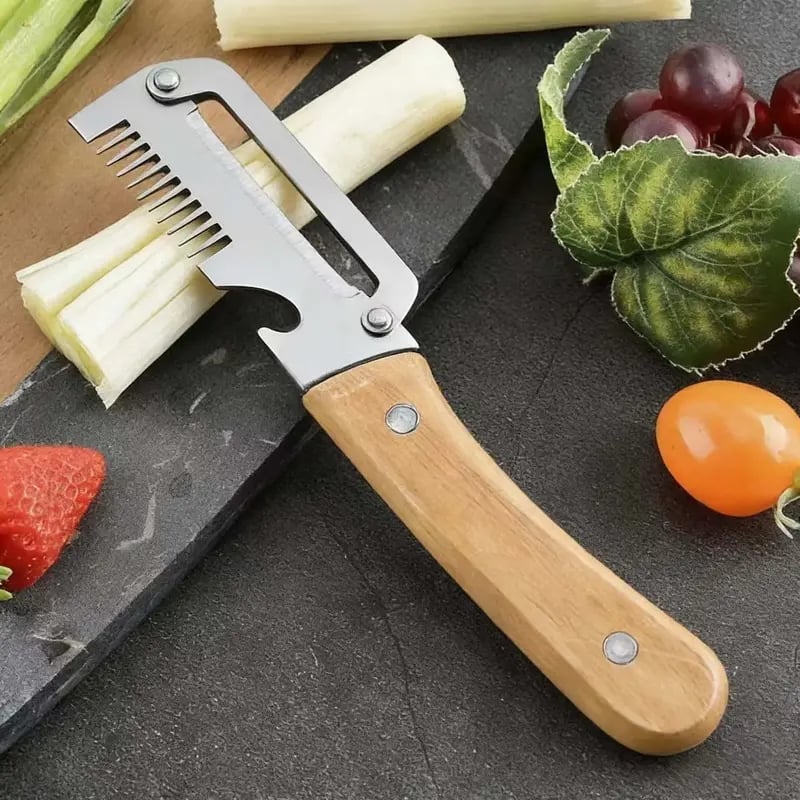 Zero-Snag Wooden Peeler – Stainless Steel Blade, No Clog, No Cramp 🥔🪵