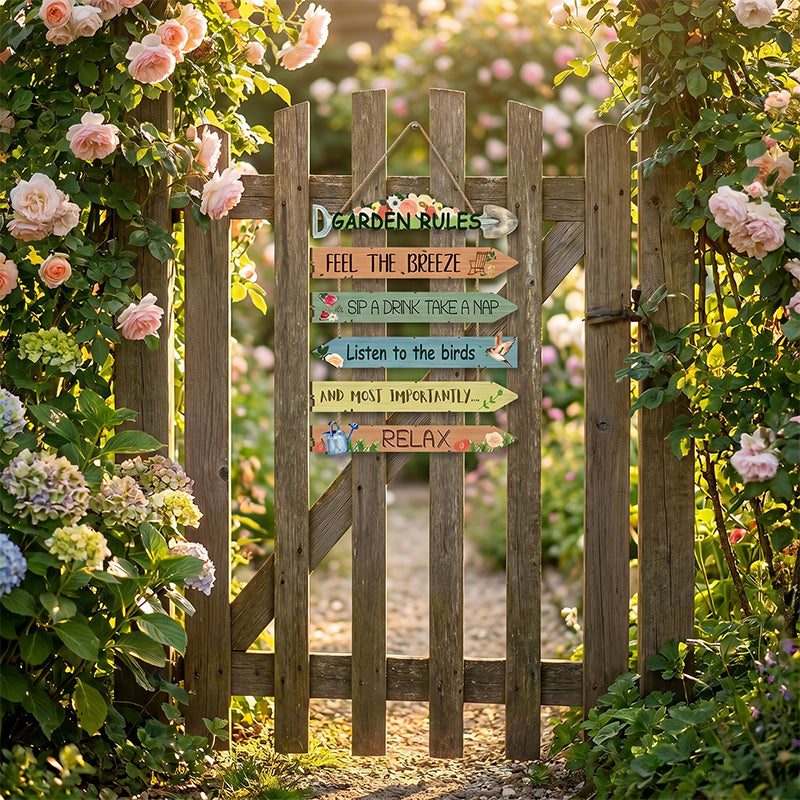 Rustic Wooden Garden Sign – Hand-Painted Botanical Art, Jute Rope Included 🌿🪵
