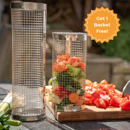 Gourmet Grill Basket 2.0 – Stainless Steel, Dishwasher Safe, No More Burnt Food 🥩🥦