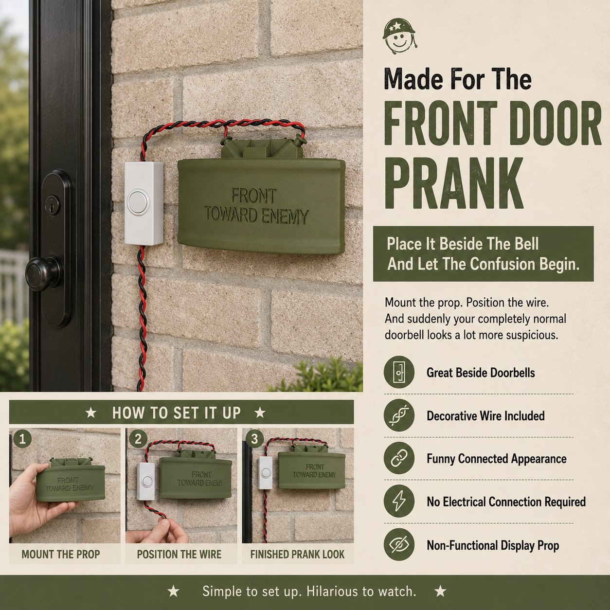 M18A1 Prank Doorbell – Military-Inspired Novelty Door Prop