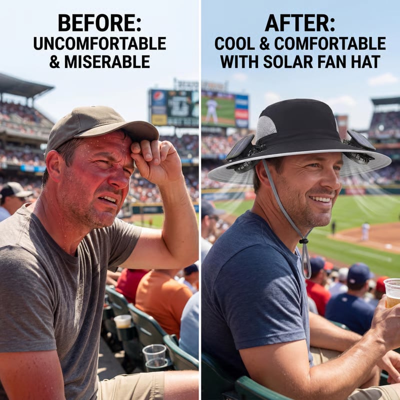 Solar Fan Hat – Wide Brim, Dual Power, Adjustable Speed, UPF Protection ☀️🧢