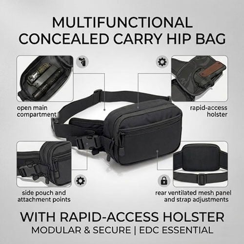 Tactical Waist Bag – 1000D Nylon, Holster Pocket, Hidden Anti-Theft, 3-Way Carry 🎒🛡️