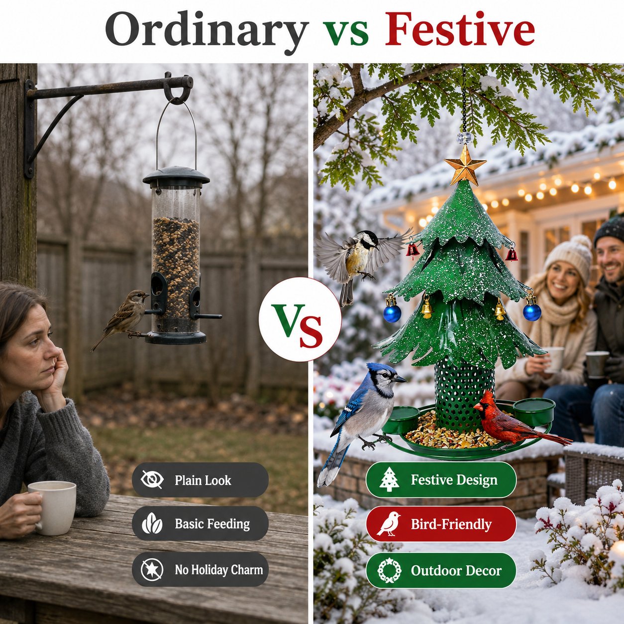 🎄 Christmas Tree Bird Feeder | Festive Holiday Backyard Decor