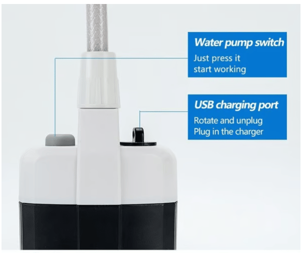 Portable USB Rechargeable Shower Pump – 2200mAh, 4-5L/min, Camping & Outdoor 🚿🏕️