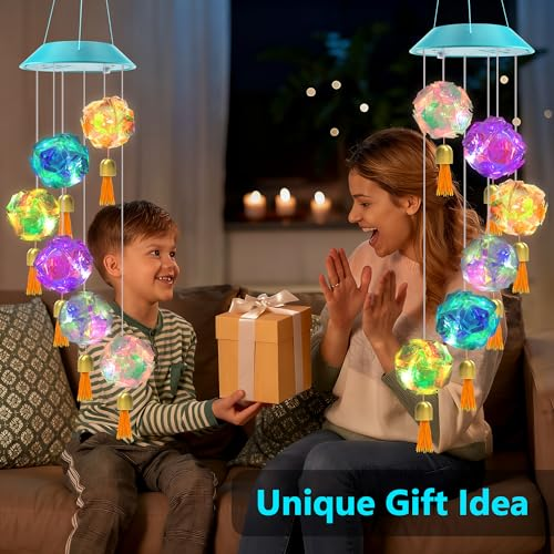 Solar Hydrangea Ball Wind Chime – 7 Color Changing Lights, IP65 Waterproof 🌸🔮