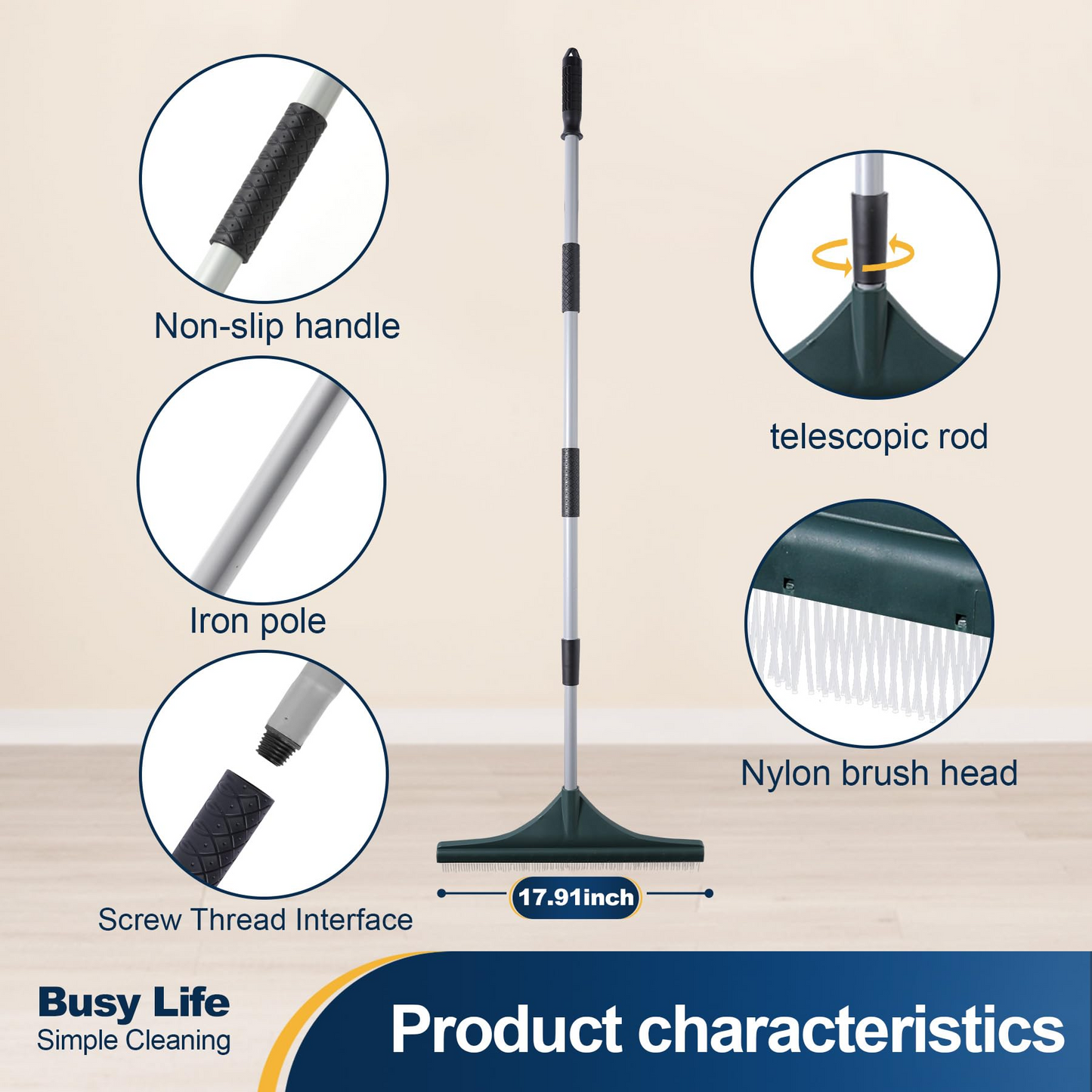 Artificial Turf Rake – Telescopic, Pet Hair Removal, 56.7″ Reach 🧹🌿