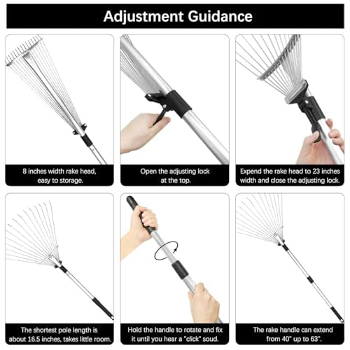 Adjustable Garden Leaf Rake – Lightweight, Telescoping Handle, Expandable Metal Head 🍂🌿🧹