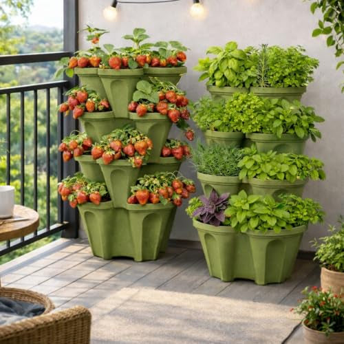 Vertical Planter Tower – Grow 16 Plants in Just 1 Square Foot, Self-Watering🌱🍓