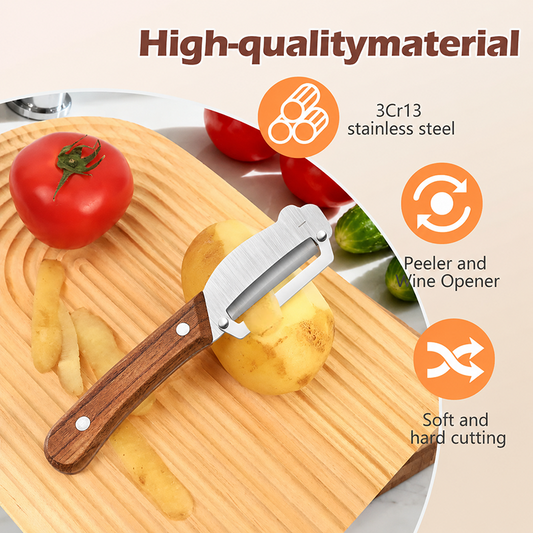 Zero-Snag Wooden Peeler – Stainless Steel Blade, No Clog, No Cramp 🥔🪵
