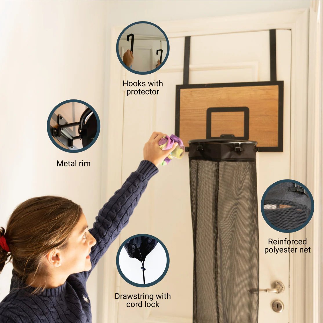 Basketball Laundry Hamper – Turns Chores into Play, Wall-Mountable 🏀🧺