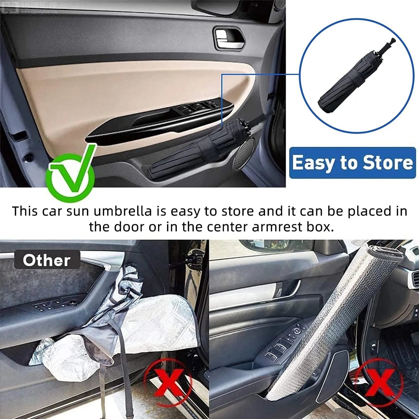 Foldable Car Windshield Sun Shade – Umbrella-Style, Instant Protection 🚗☀️