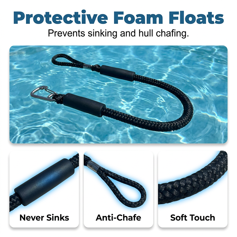 Shock-Absorbing Bungee Dock Line – Marine-Grade Stainless Clip, Foam Floats 🚤🛡️