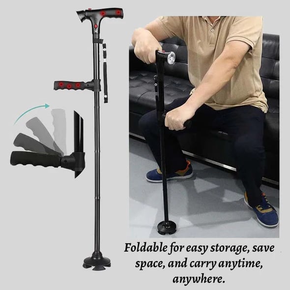 Multifunctional Folding Cane For Elderly With Light & Emergency Alarm