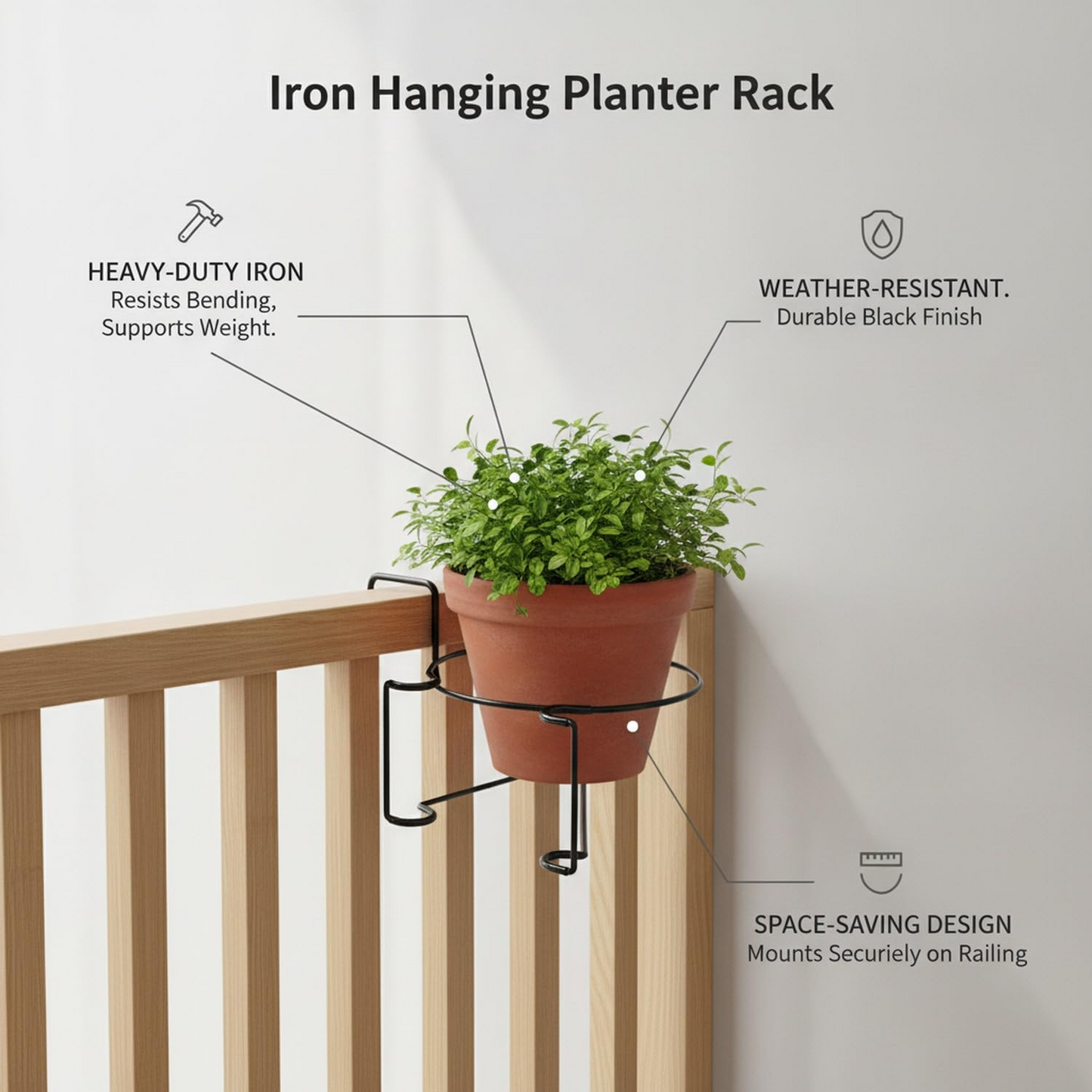 Railing Plant Hook – Adjustable, Tool-Free🪴🔗