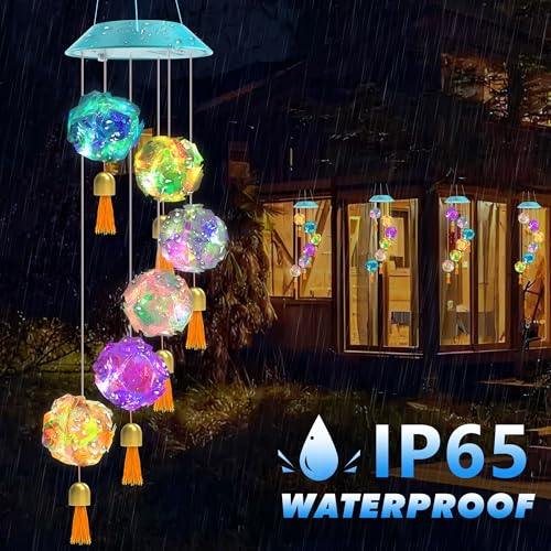 Solar Hydrangea Ball Wind Chime – 7 Color Changing Lights, IP65 Waterproof 🌸🔮