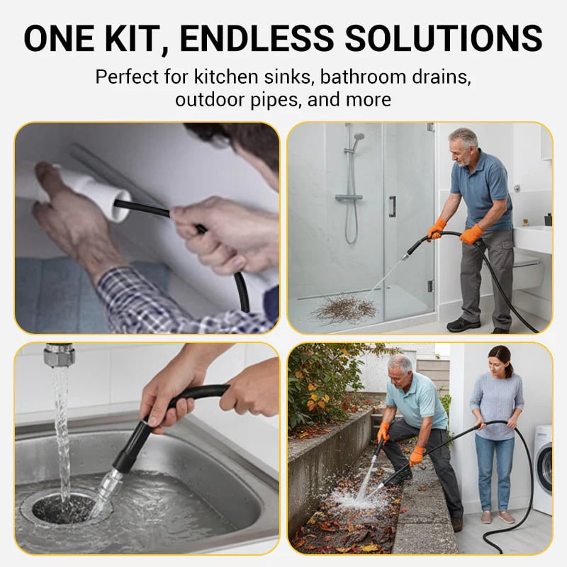 High-Pressure Sewer Jetter Hose – Triple-Layer, Stainless Steel Nozzle, Universal Fit 💧🔧