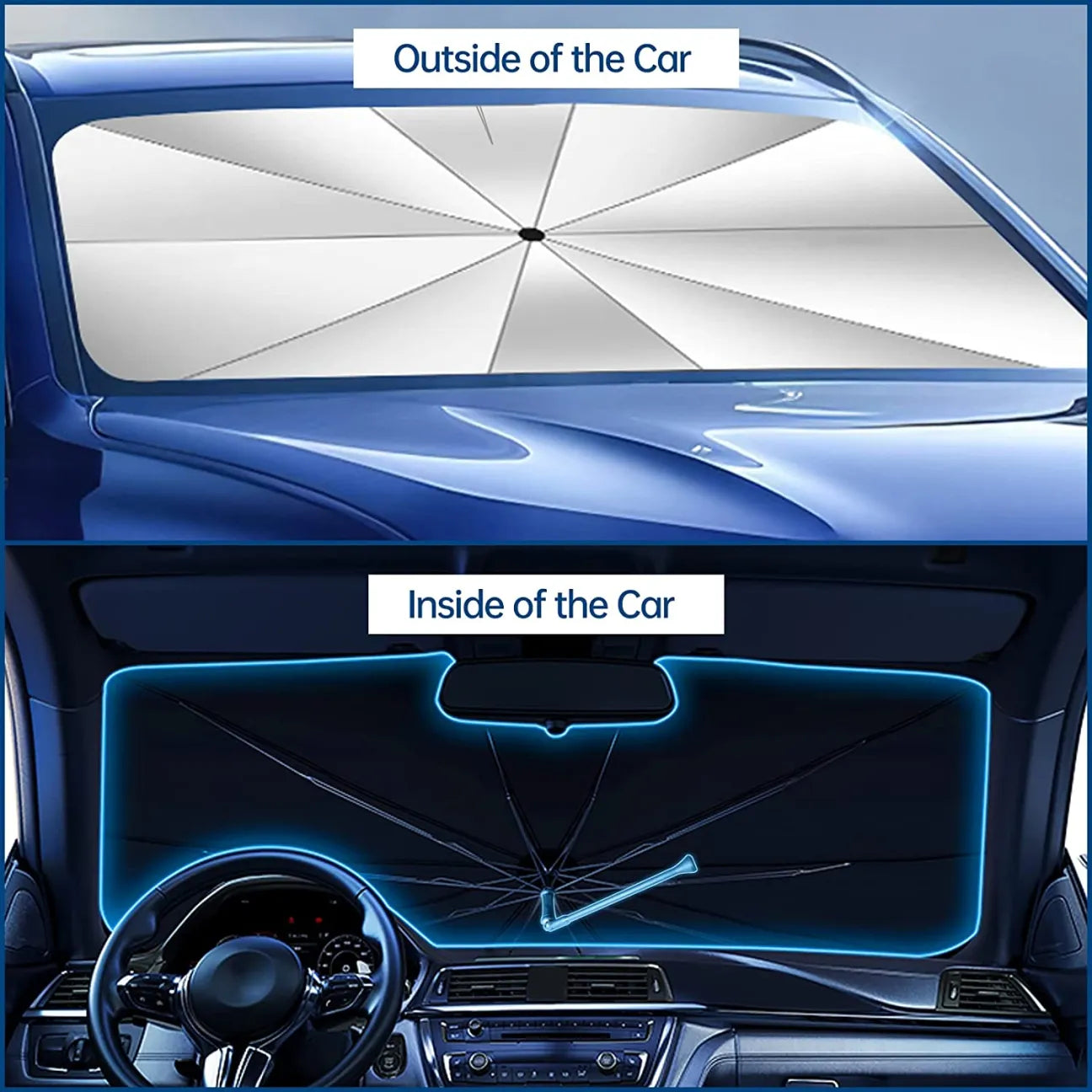 Foldable Car Windshield Sun Shade – Umbrella-Style, Instant Protection 🚗☀️