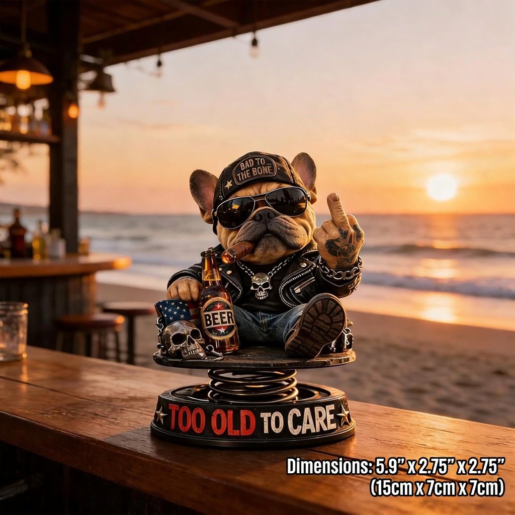 Too Old To Care Bulldog Bobblehead – Dashboard Attitude Legend 🐶