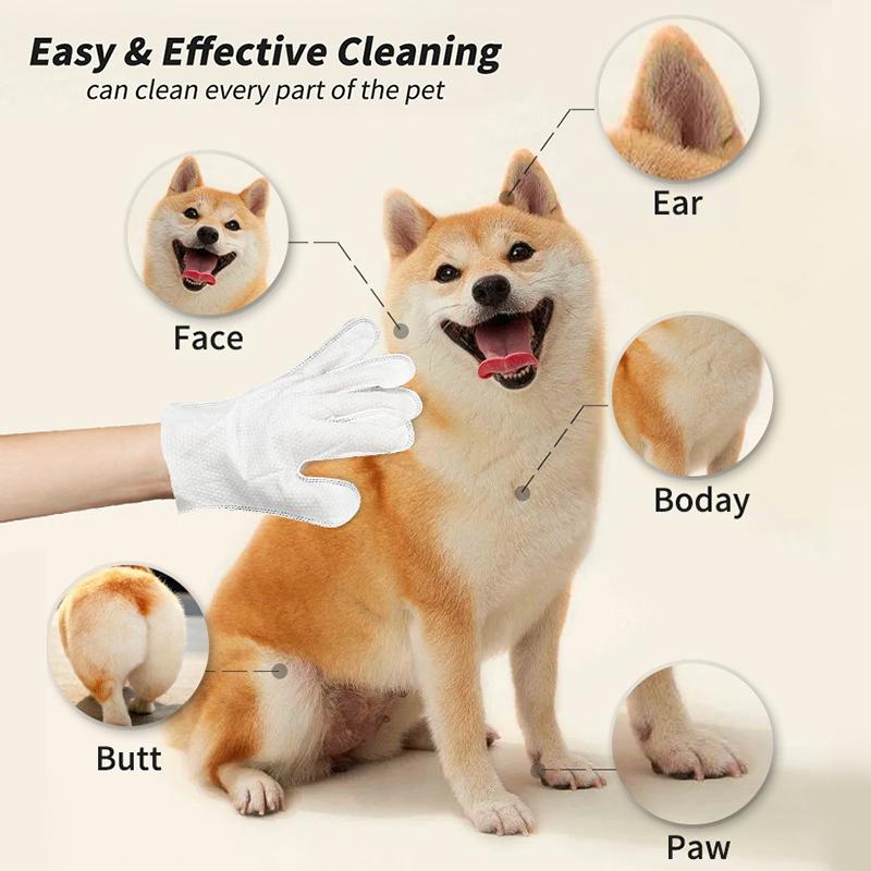 20-Pack Pet Cleaning Wipes Bathing Gloves – Coconut Oil, Hypoallergenic 🐾🧼