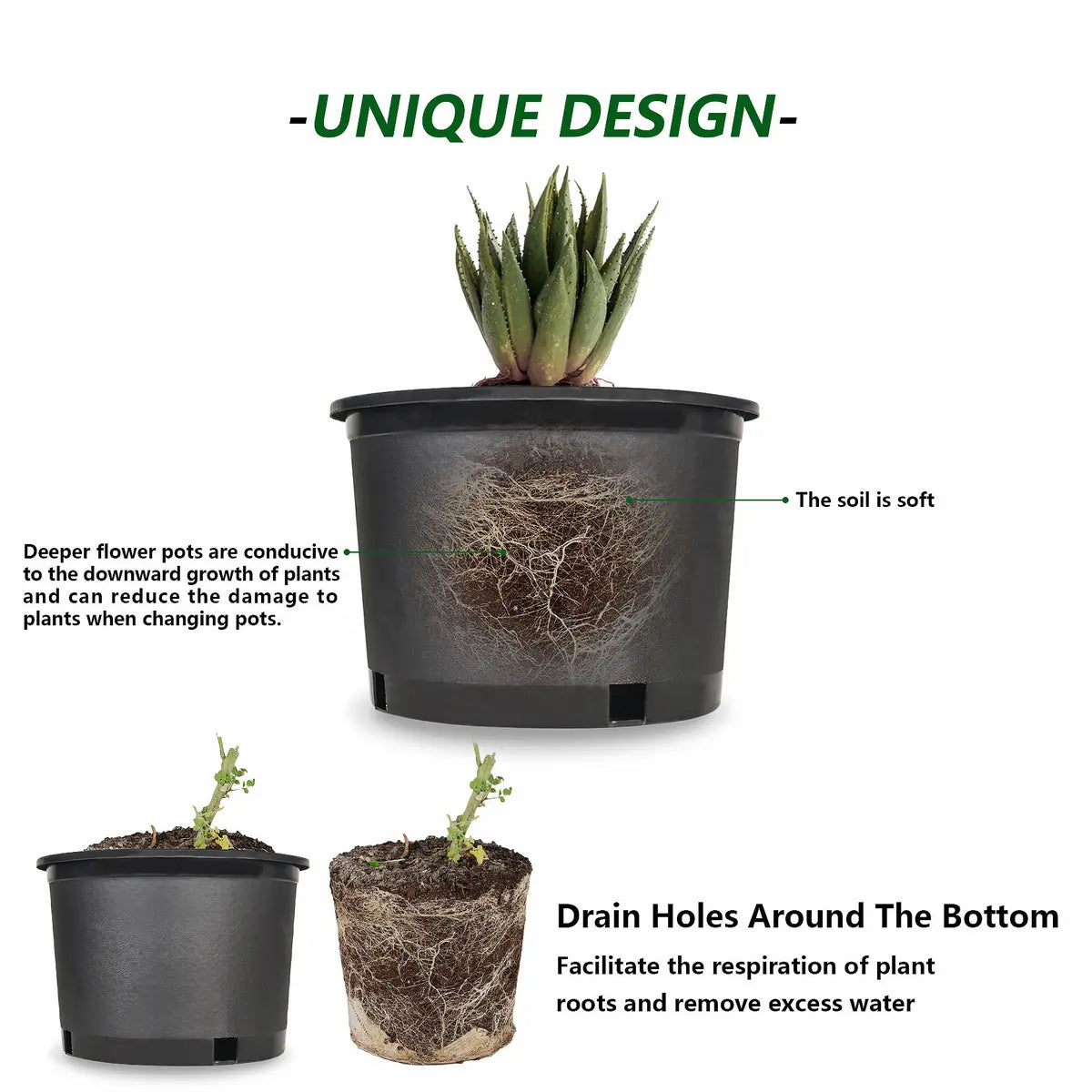 🪴 Nursery Pots – UV-Resistant, Modern Black Finish 🌱⚫