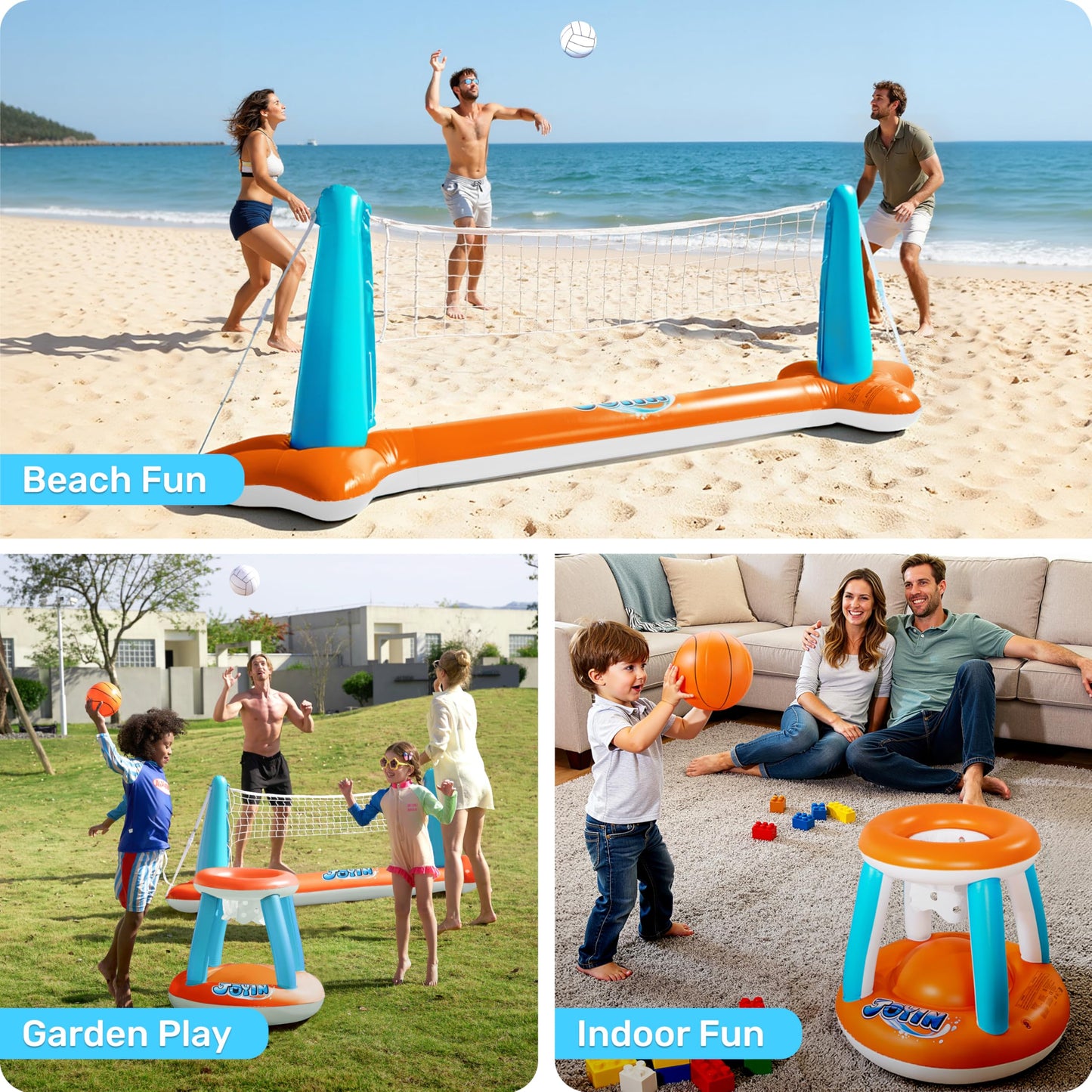 Inflatable Pool Volleyball &Basketball Combo Set 🏐🏀🏊♂️