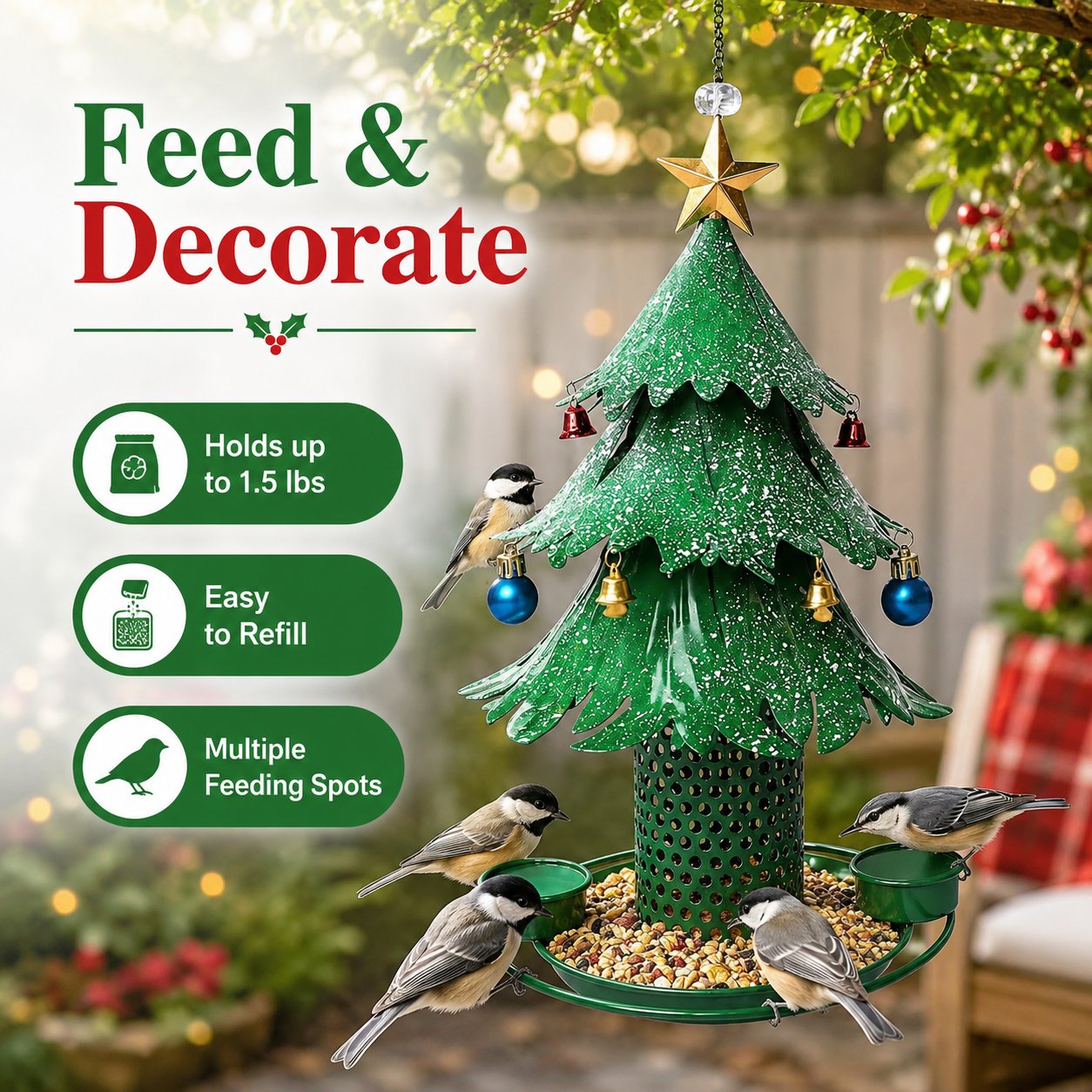🎄 Christmas Tree Bird Feeder | Festive Holiday Backyard Decor
